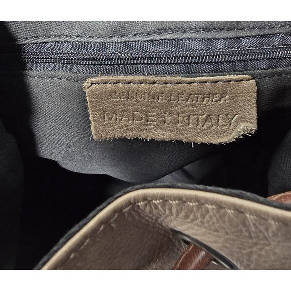 Taupe/Brown Leather Backpack Purse Vintage Made in Italy - Picture 10 of 10